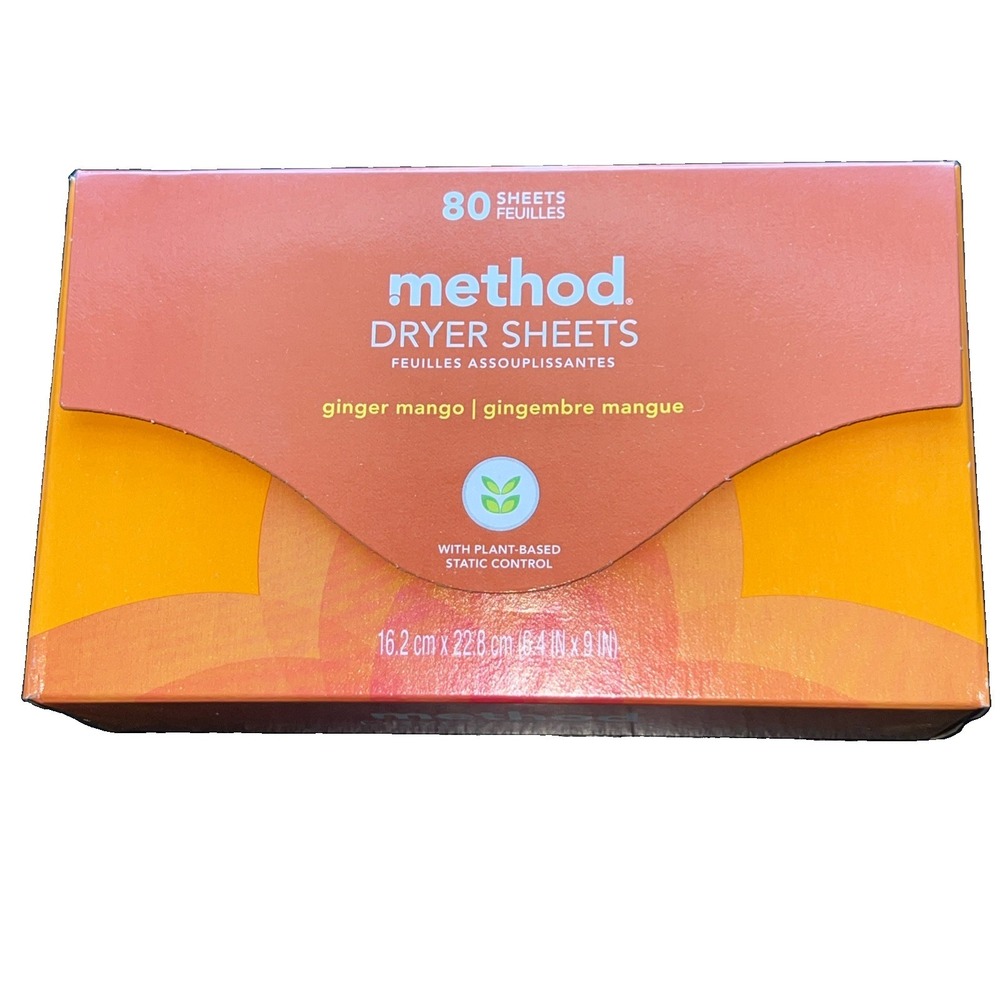 Method Paper Dryer Sheets Ginger Mango 80 Sheets Sealed New Discontinued Scent